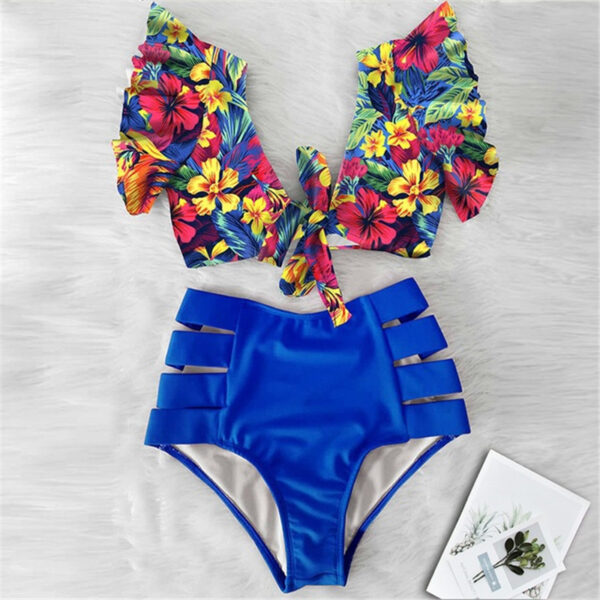 High Waist Bikini Ruffle Swimwear Women Print Sexy Swimsuits - Image 2