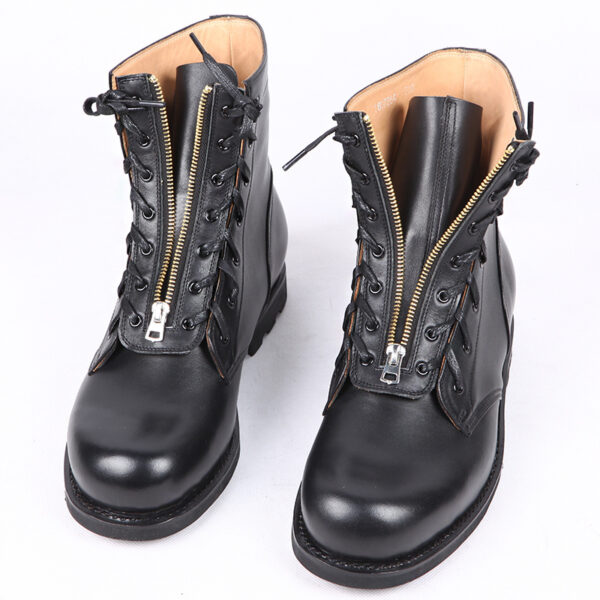 Leather High Top Round Toe Boots - Image 5