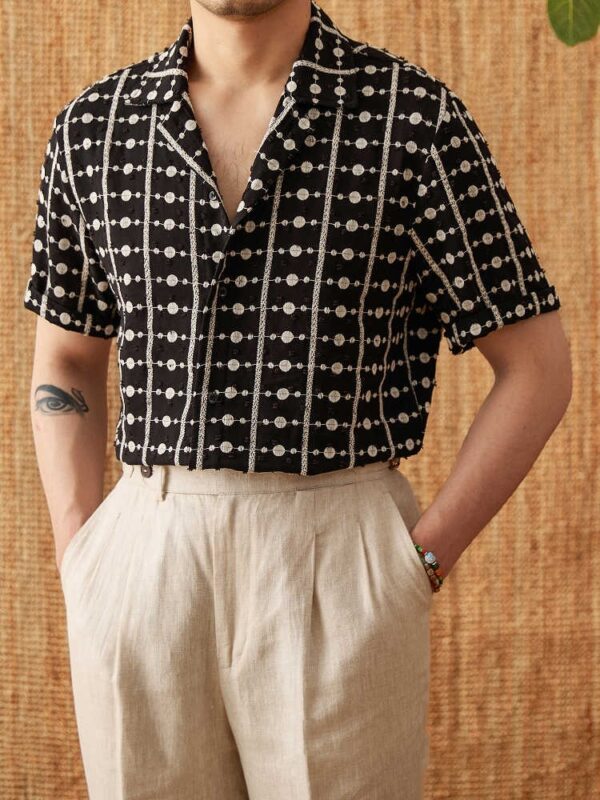 Pure Cotton Embroidery Cuban Collar Short Sleeve Printed Shirt Breathable Casual Shirt - Image 4