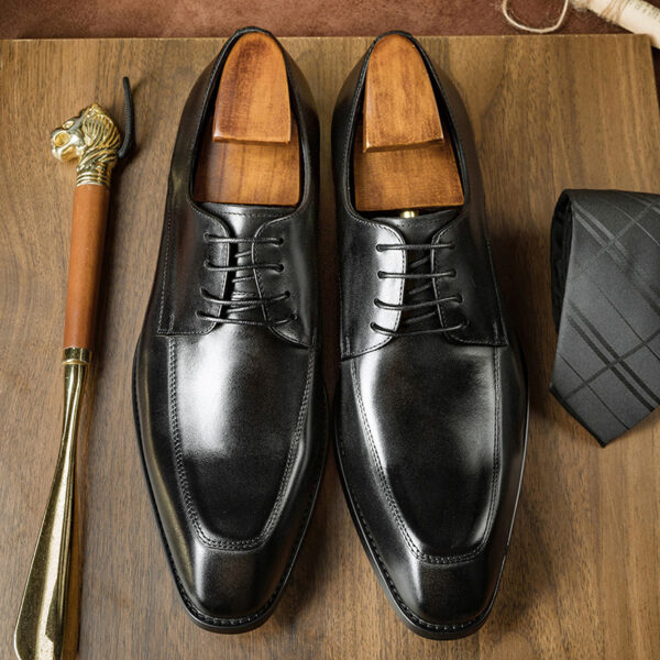 Men's British Style Handmade Pointed Leather Shoes - Image 5