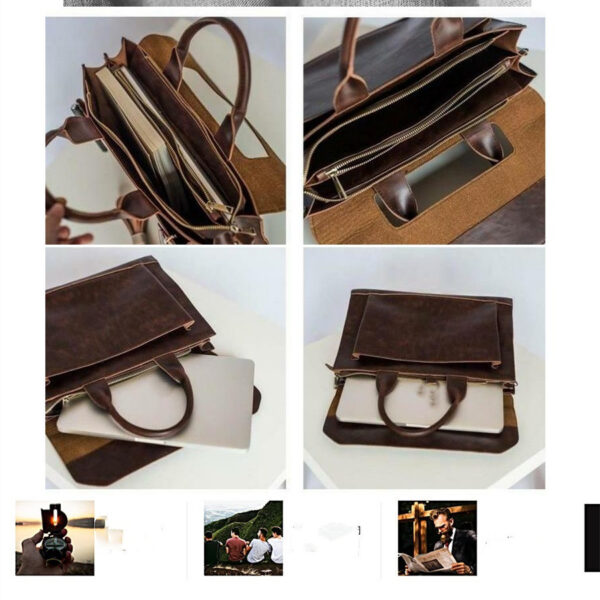 Crazy Horse Leather Brief Shoulder Crossbody Bag - Image 2