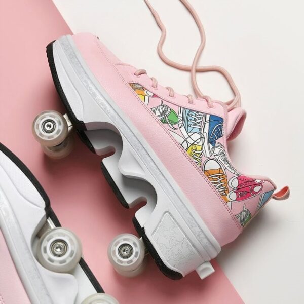 Male And Female Adult Four Wheel Deformation Shoes Student Sports Shoes With Light Pulley - Image 5