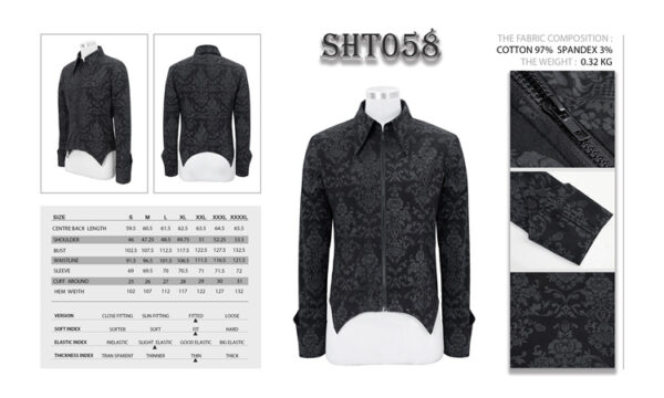 Men's Long Sleeve Stand Collar Zipper Embroidered Shirt - Image 4