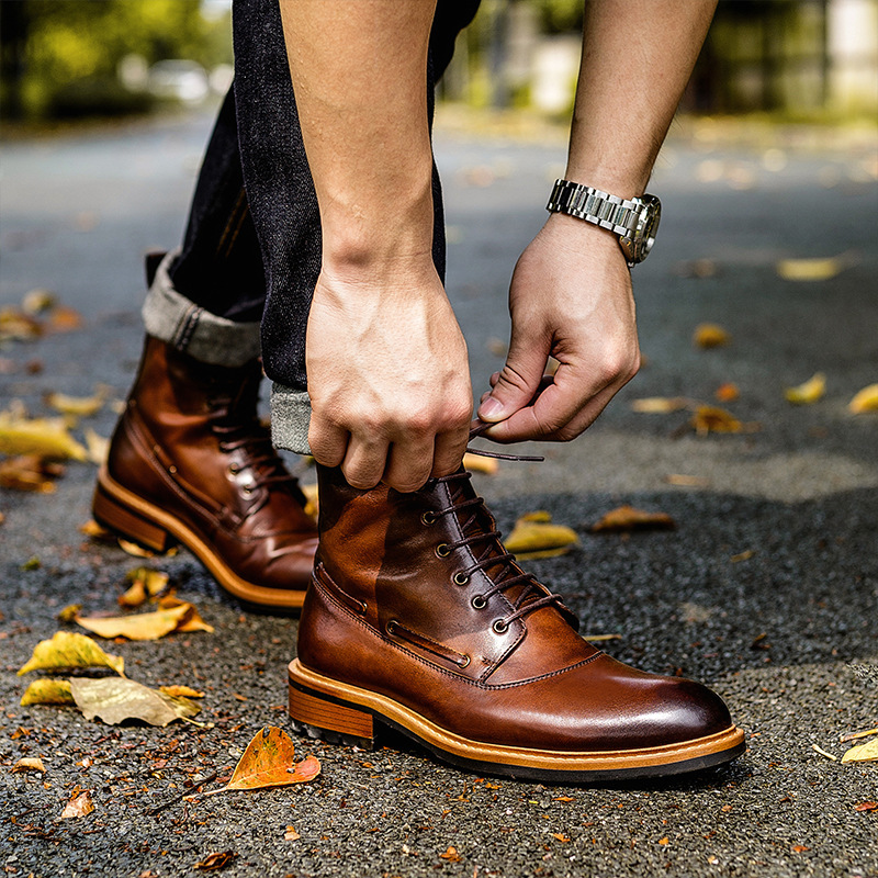 Casual Leather Boots British Men’s Retro Martin Boots