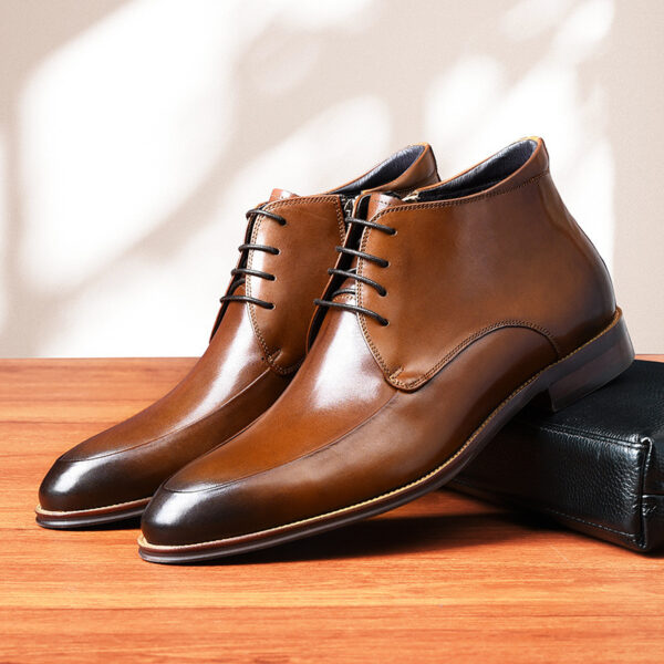 Genuine Leather Head Leather Business Formal High Top Leather Shoes And Boots - Image 3
