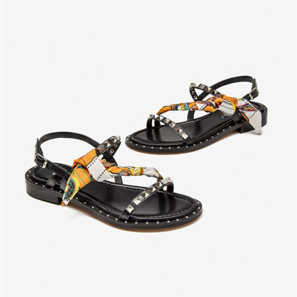 Women's Studded Leather French Niche Flat Sandals - Image 5