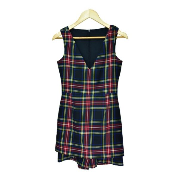 Autumn And Winter British Style Plaid V-neck Slim Fit Dress - Image 5