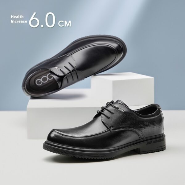 Height Increasing Insole 8cm Business Formal Wear Derby Shoes Genuine Leather Men's Shoes - Image 8