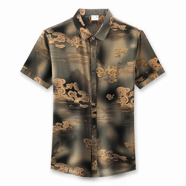 Chinese Style Silk Satin Shirt Short Sleeve - Image 5