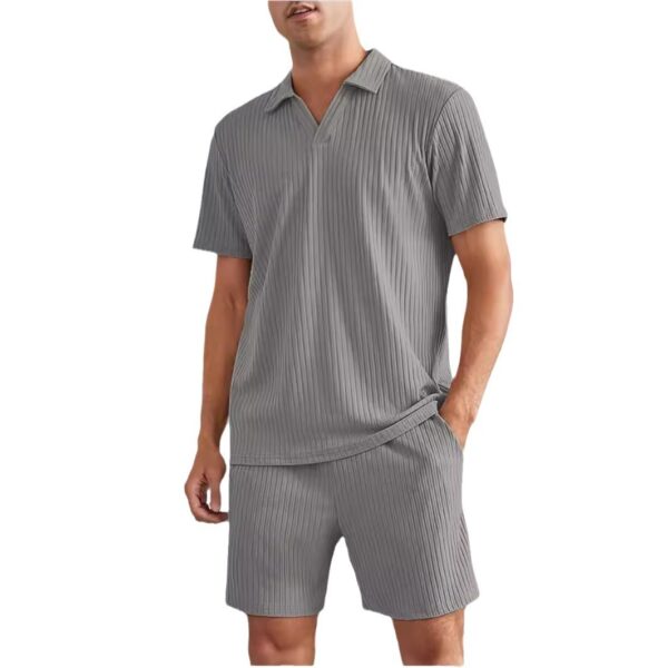 Fashion Casual Polo Short Sleeve Shirt Shorts Two-piece Set Men's Suit - Image 4