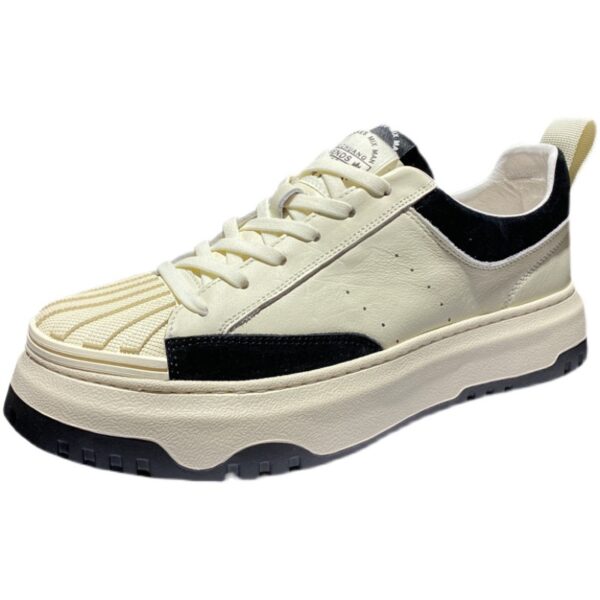 Men's Sports Style Heightening Thick Bottom Toe Leather Shoes - Image 5