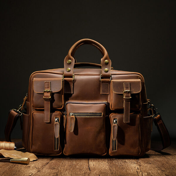 Men's Large Capacity Leather One Shoulder Messenger Bag - Image 8