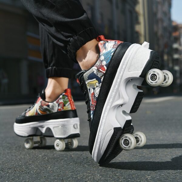 Male And Female Adult Four Wheel Deformation Shoes Student Sports Shoes With Light Pulley - Image 3