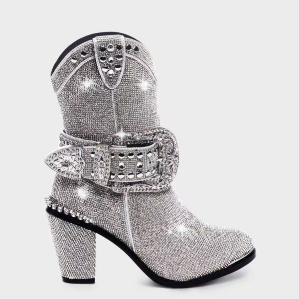 Women's Fashionable Chunky Heel Catwalk Fashion Boots - Image 4