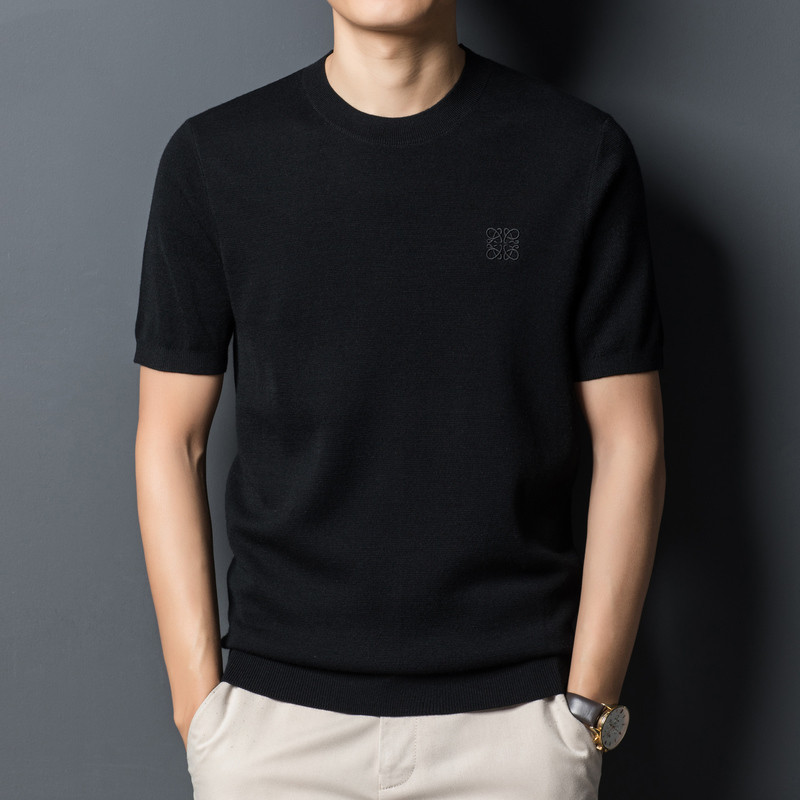Cardigan Short Sleeve T-shirt Crew Neck Men’s Sweater