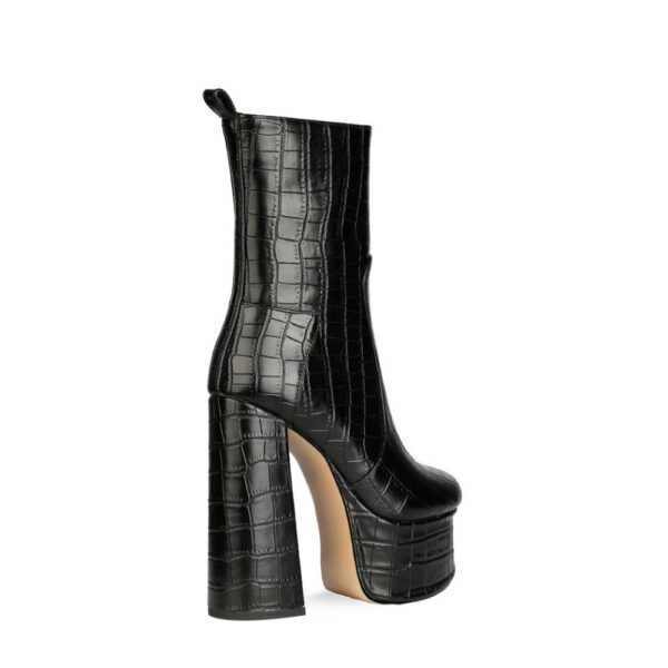 Stone Pattern High-Heeled Metal Texture Fashion Boots - Image 5