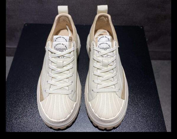 Men's Sports Style Heightening Thick Bottom Toe Leather Shoes - Image 4