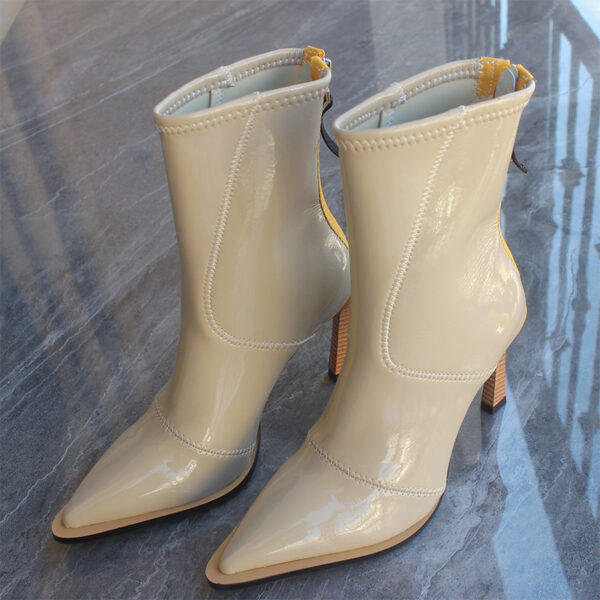 Patent leather short boots women's pointed toe stiletto - Image 9