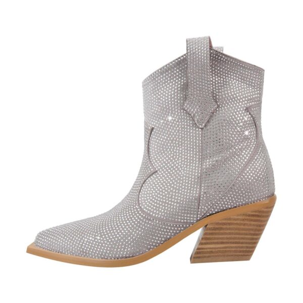 Green Pointed Baby's Breath Rhinestone Chunky Heel Sleeve - Image 9