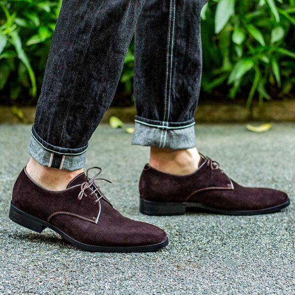 New Men's Leather Shoes Suede Soft Leather Handmade Business Formal Derby - Image 4