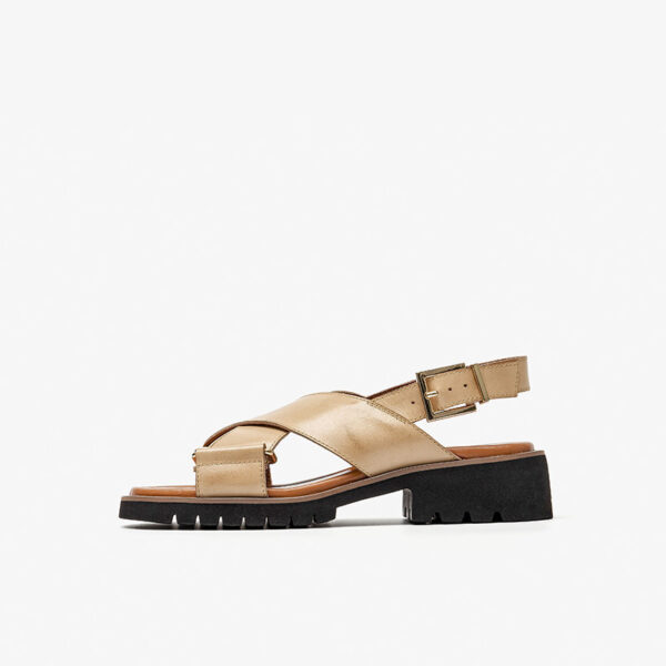 Women's Chunky Heel Retro Cross Strap Sandals - Image 2