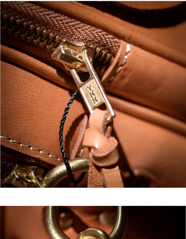 Street Vegetable Tanned Leather Men's Large Capacity Multi Compartment - Image 6