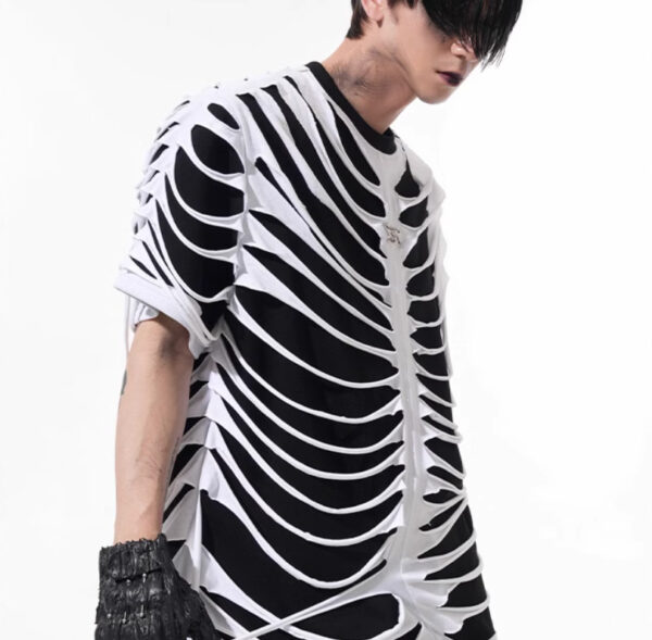 Special-interest Design Hollow Cut Bone T-shirt - Image 2