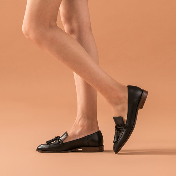 Leather Shallow Flat-bottomed British Heel Shoes - Image 2