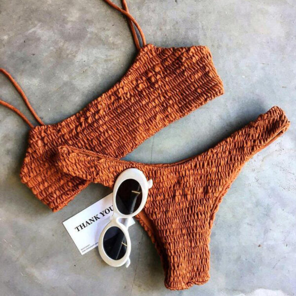 Swimsuit Pleated Triangle Bikini European And American Swimwear Women - Image 5