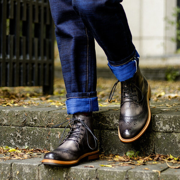 Casual Men's Top Layer Cowhide Round Toe Martin Boots - Image 5