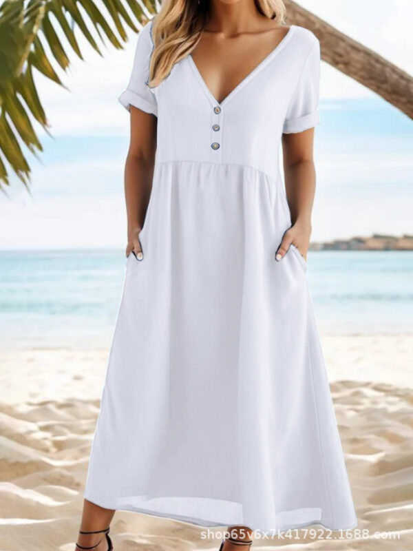 Solid Color Temperament Commute Dress - Image 9