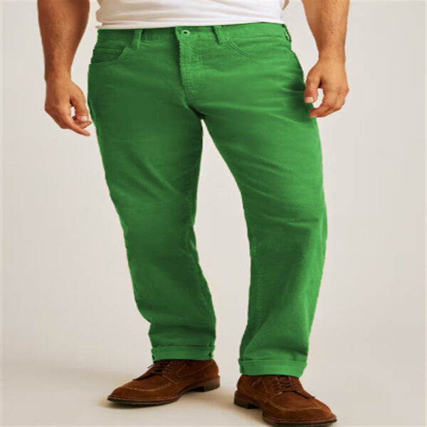 Corduroy Solid Color Loose Casual Straight Trousers - Image 2