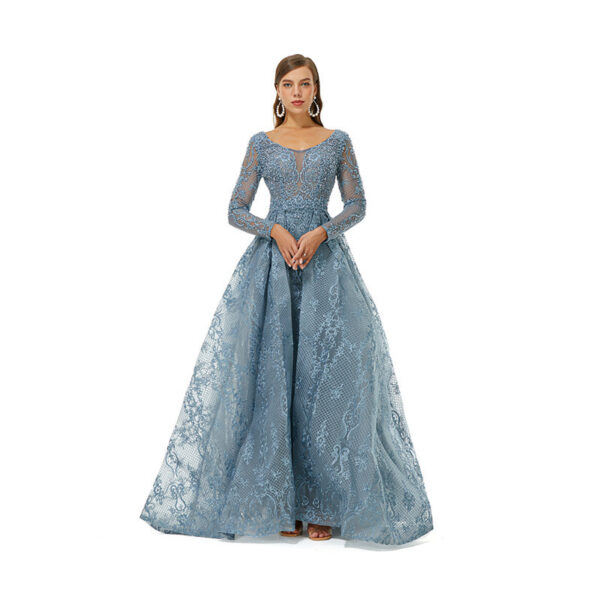 Niche Light Luxury Texture Lace Hollow Toast Evening Dress - Image 5