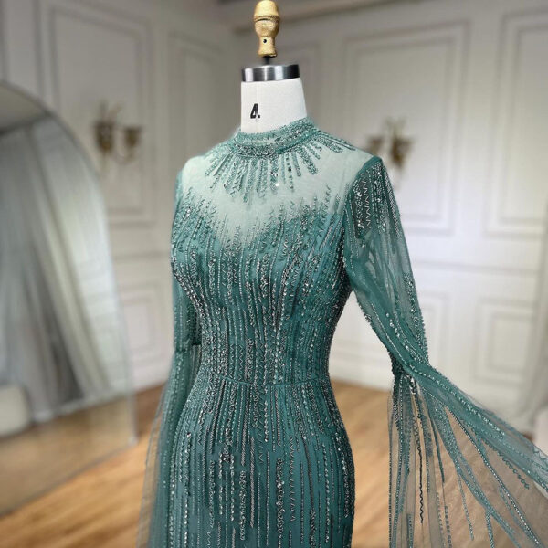 Elegant Flounced Sleeve Split Fishtail Dress - Image 2