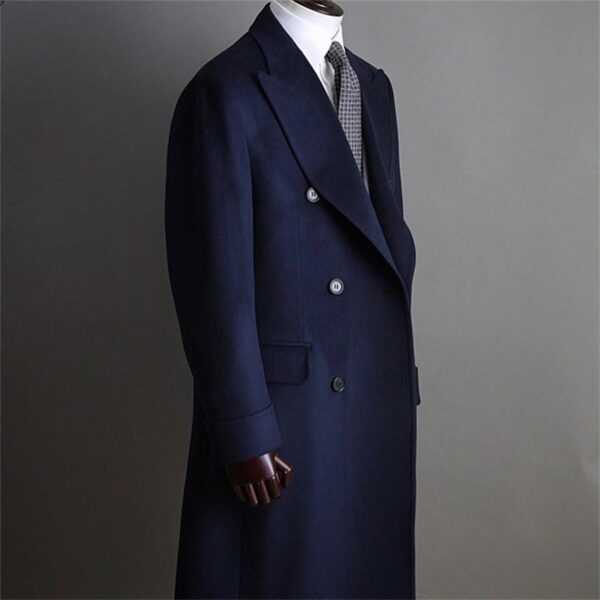 Men's Double Breasted Medium Length Pure Cashmere Coat - Image 2