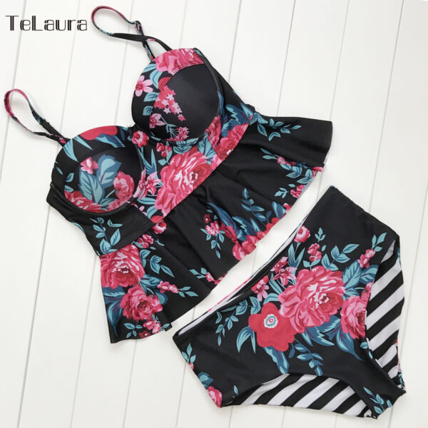 Sexy Bikini Swimwear Women Push Up Swimsuit High Waisted Bathing Suit Floral Biquini Two Piece Bikinis Tankini Beachwear - Image 4