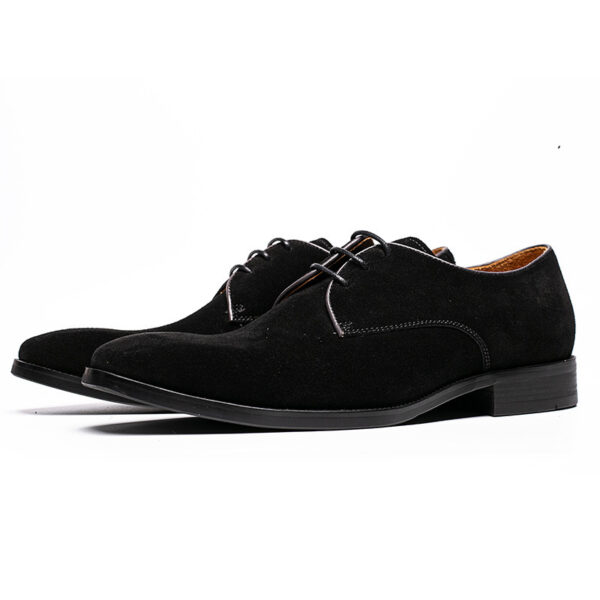 New Men's Leather Shoes Suede Soft Leather Handmade Business Formal Derby - Image 3