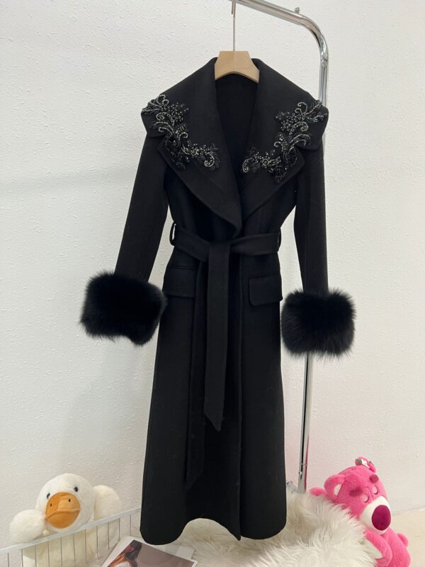 Autumn And Winter Cashmere Wool Reversible Woolen Coat Women's Long - Image 3