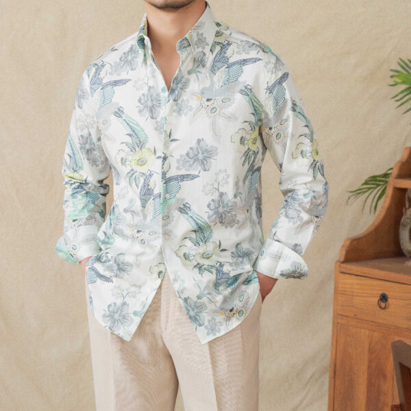 Men's Printed Long-sleeved Cotton Shirt - Image 5