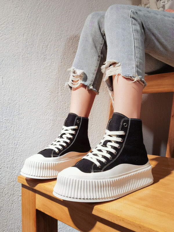 Ladies Thick-soled High-top Canvas Shoes - Image 8