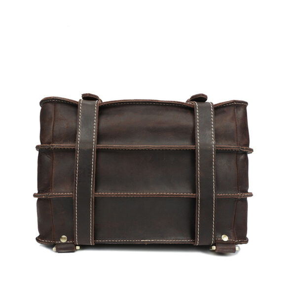 Men's Fashion Vintage Crazy Horse Leather Backpack - Image 2