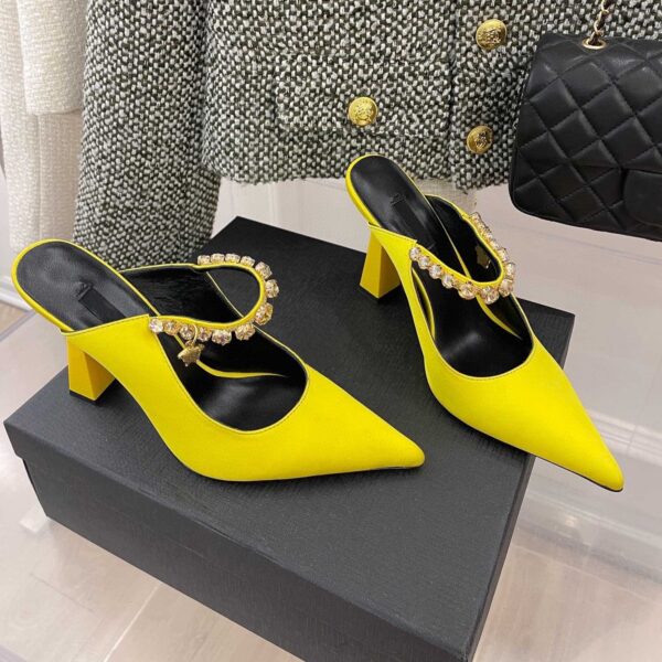 Silk Rhinestone Pointed Slippers Female - Image 6