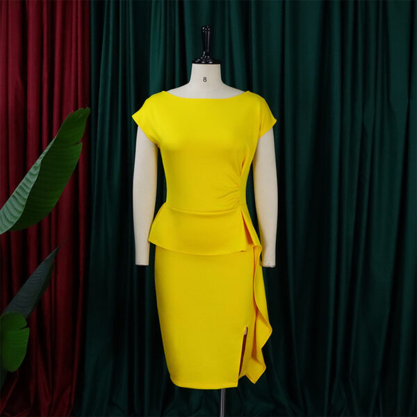Women's Elegant Ruffle Sleeveless Bodycon Formal Party Cocktail Pencil Midi Dress - Image 7