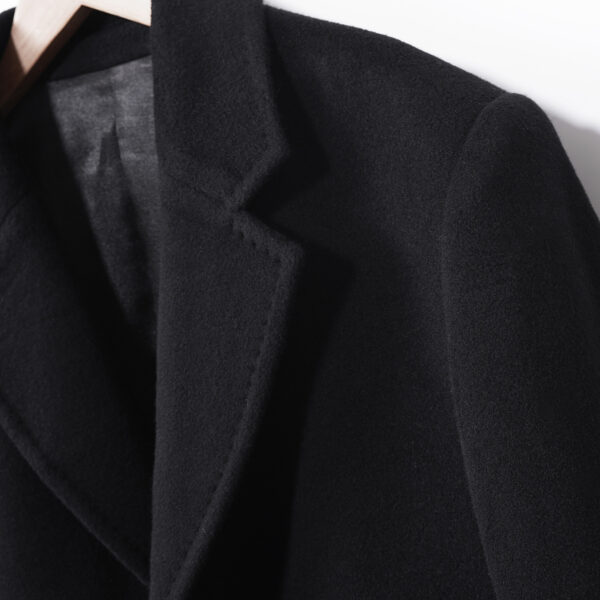 High-end Black Thickened Cashmere Coat Mid-length - Image 3