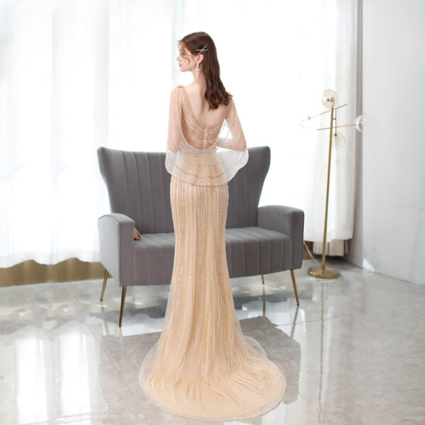Women's Golden Fishtail Evening Dress - Image 3