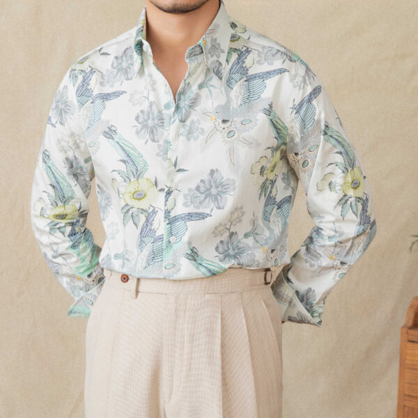 Men's Printed Long-sleeved Cotton Shirt - Image 4