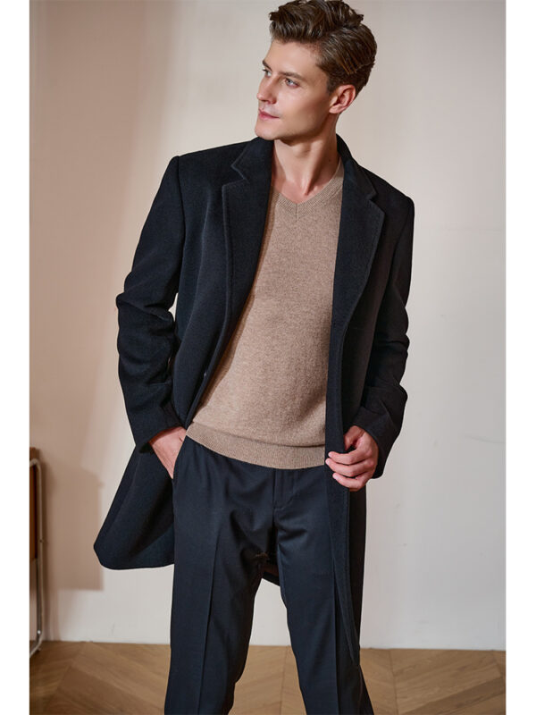 High-end Black Thickened Cashmere Coat Mid-length - Image 6