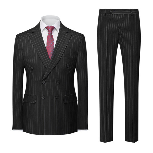 Men's Striped Suit Double-row Two-button Trousers Suit - Image 5