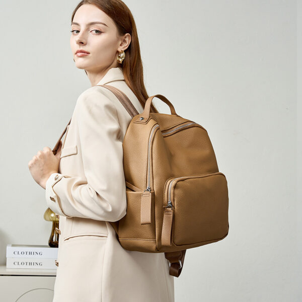 Large Capacity Portable Computer Lightweight Leather Niche Women's Backpack - Image 3