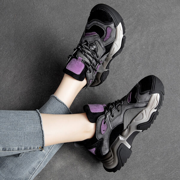 Women's Trendy Vintage Leather Thick Sole Travel Shoes - Image 3